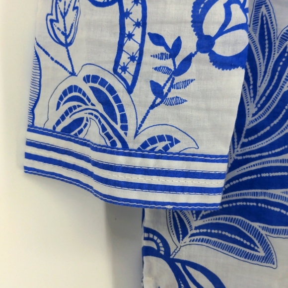 Talbots White & Blue Paisley Floral Light Weight Cotton Tunic Shirt Small - Picture 3 of 6